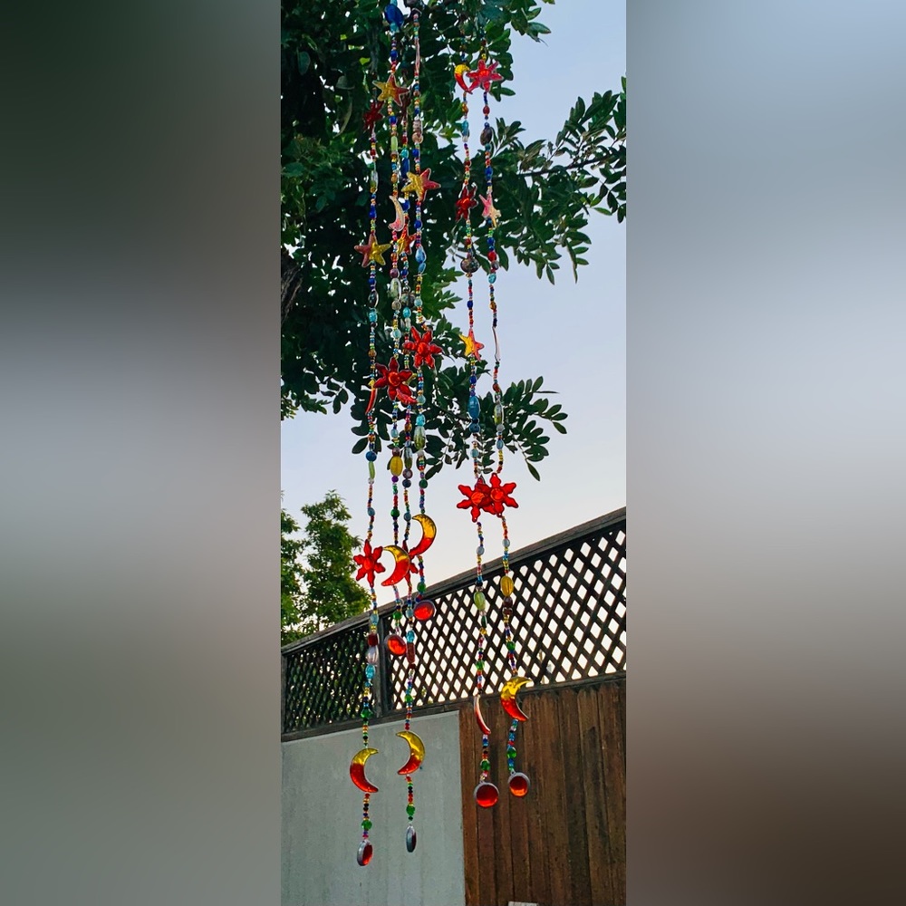 Celestial Strand Chakra Rainbow Sun Moon & Star Strand Sun Catcher Window Decor - Picture 5 of 13